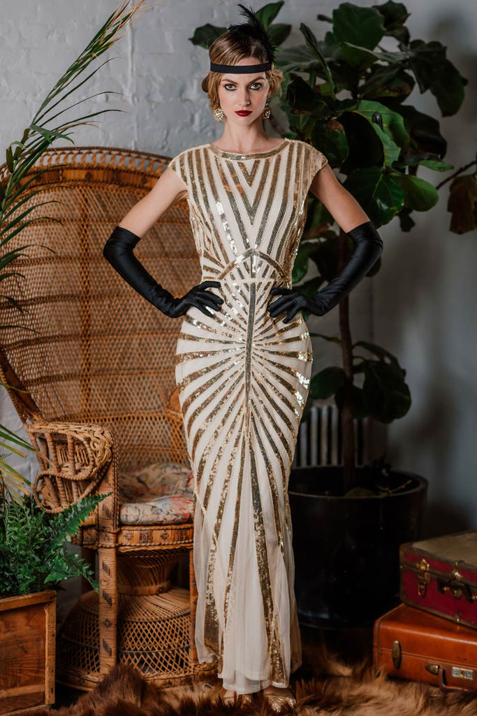 1920s Sequin Art Deco Maxi Dress ...